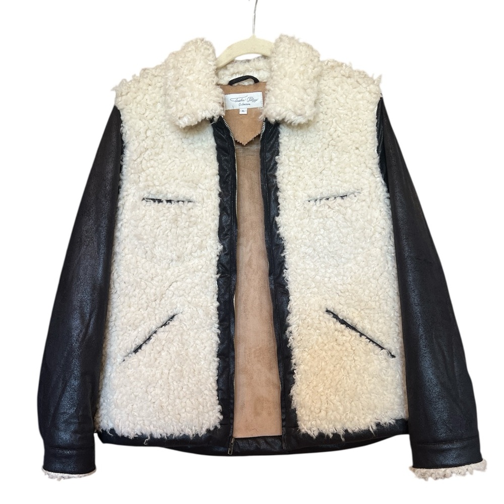 Tasha Polizzi Cream and Black Bomber Jacket - Picture 3 of 7